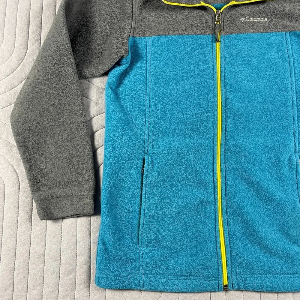 Columbia Steens Mountain II Fleece Jacket Boys Size Large Blue Gray Full Zip